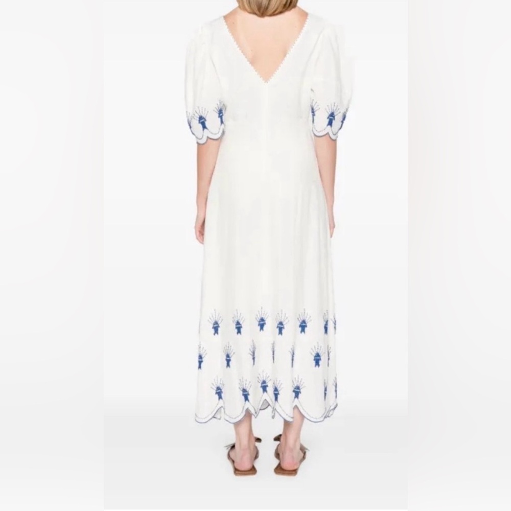 NWOT Farm Rio Sea of Fish Maxi - Beaded White Dress - Picture 2 of 5